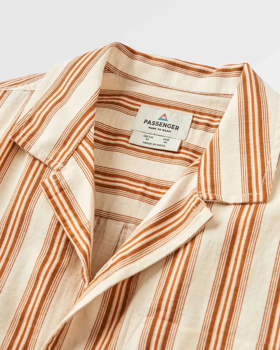 Chemise Texturée en Coton Bio Cove - Rayures Orange Coucher de Soleil – Image 6