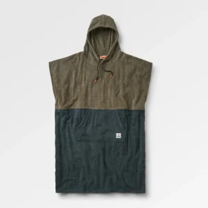 Poncho de Surf en Coton Shoreline - Vert Olive/Noir Charbon